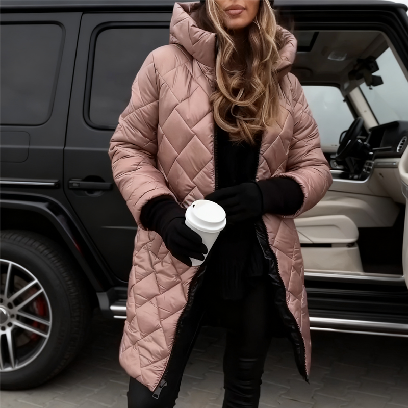 Manteau matelassé long à capuche pour femme【Livraison gratuite】