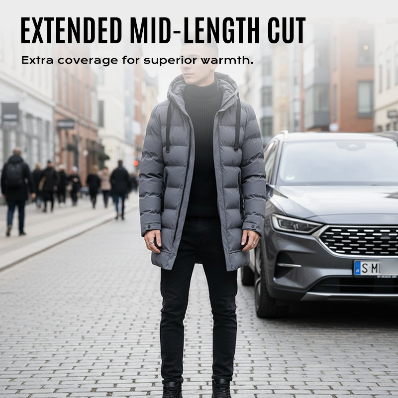 🔈🔈Produits d'hiver utiles - 60 % de réduction ❄️Doudoune mi-longue pour homme avec capuche