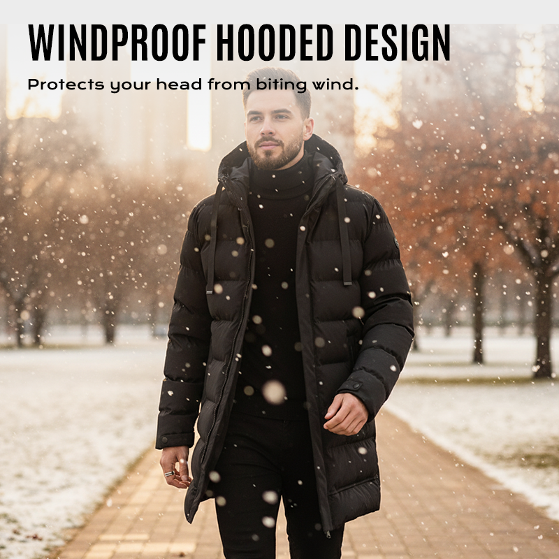 🔈🔈Produits d'hiver utiles - 60 % de réduction ❄️Doudoune mi-longue pour homme avec capuche