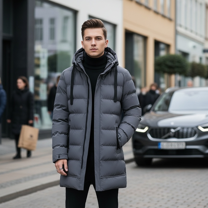 🔈🔈Produits d'hiver utiles - 60 % de réduction ❄️Doudoune mi-longue pour homme avec capuche