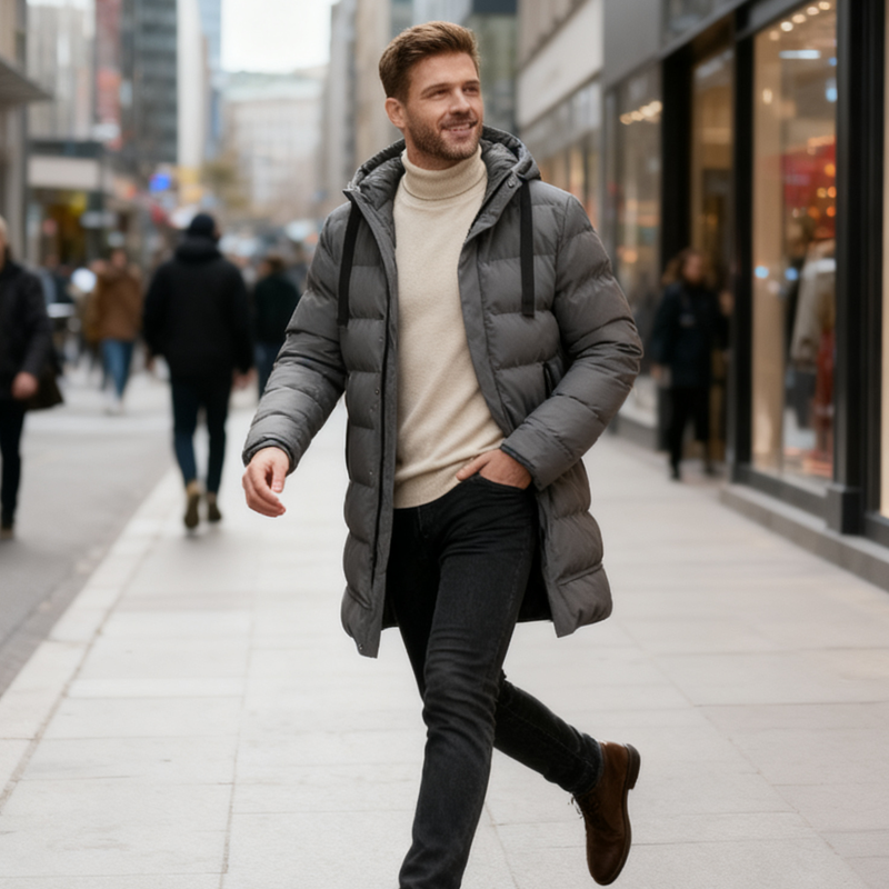 🔈🔈Produits d'hiver utiles - 60 % de réduction ❄️Doudoune mi-longue pour homme avec capuche