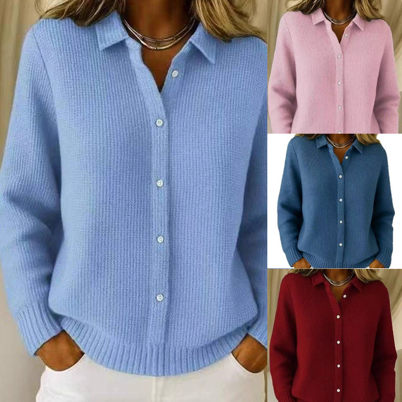 Pull élégant pour femme avec col et boutonné