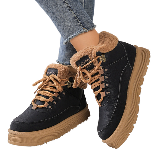 Bottes d'hiver à semelles compensées et doublure chaude pour femmes