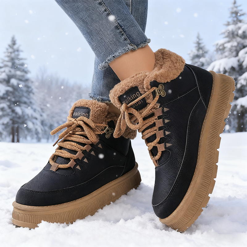 Bottes d'hiver à semelles compensées et doublure chaude pour femmes