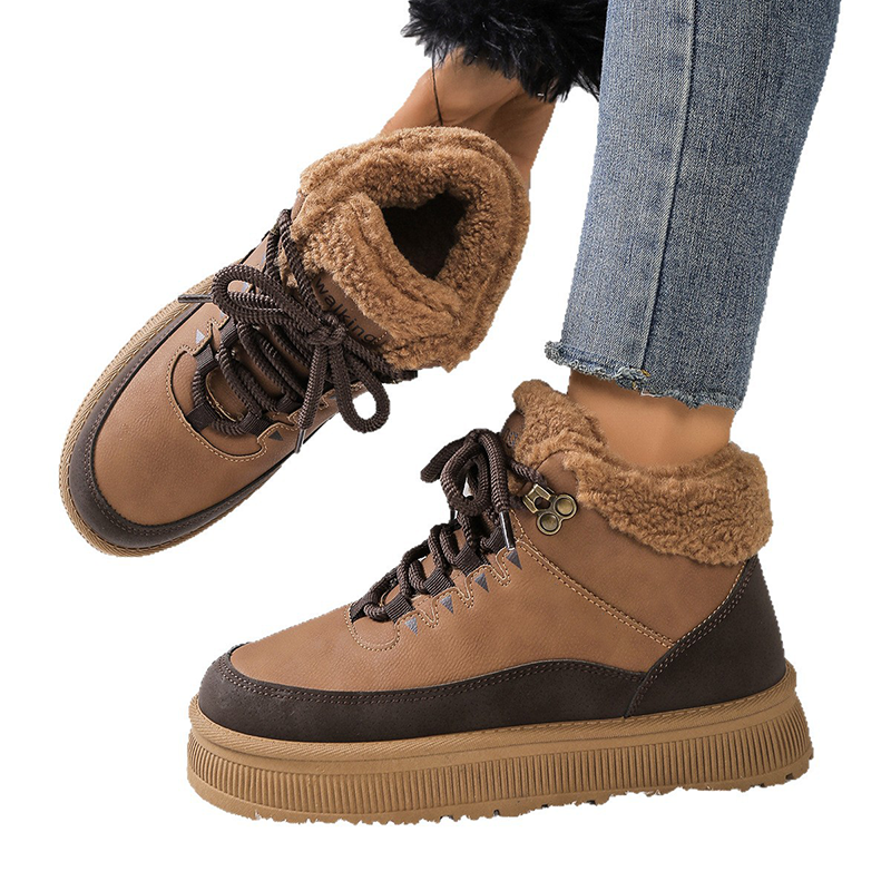 Bottes d'hiver à semelles compensées et doublure chaude pour femmes