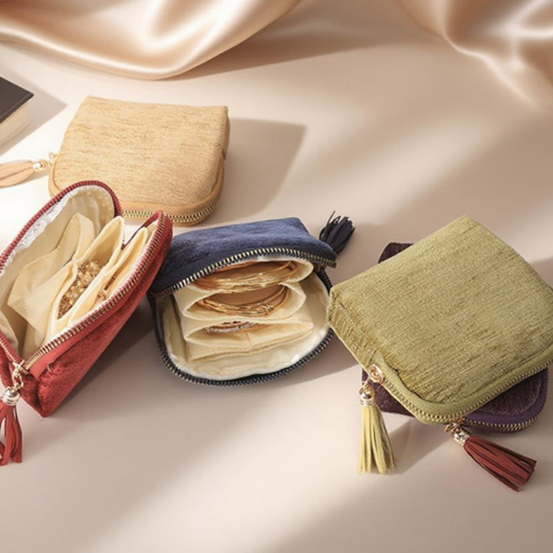Mini sac à bijoux de voyage avec fermeture éclair