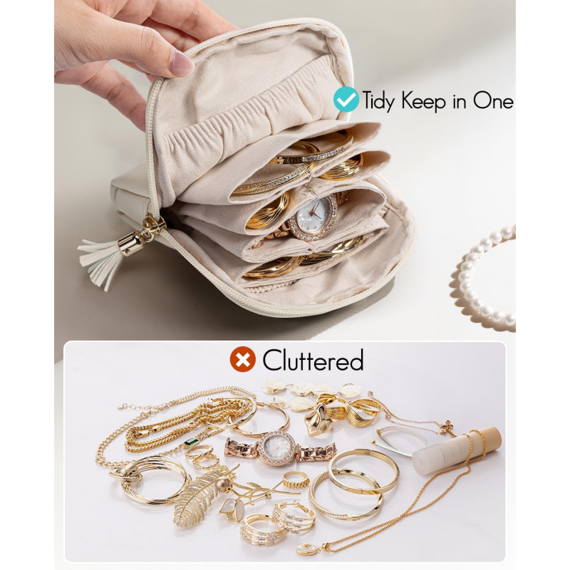 Mini sac à bijoux de voyage avec fermeture éclair