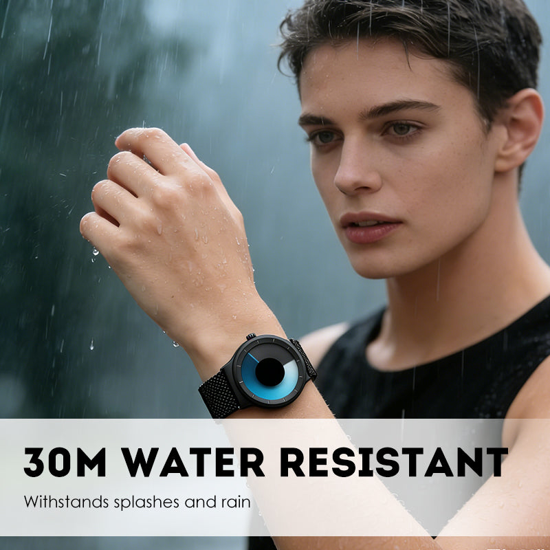 Montre quartz minimaliste imperméable sans aiguilles pour homme