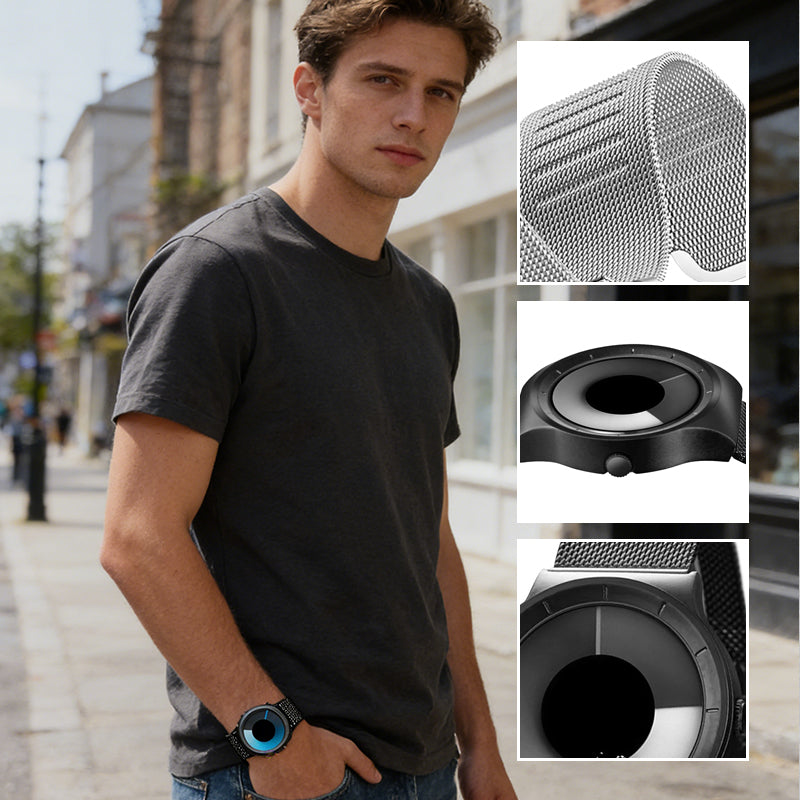 Montre quartz minimaliste imperméable sans aiguilles pour homme