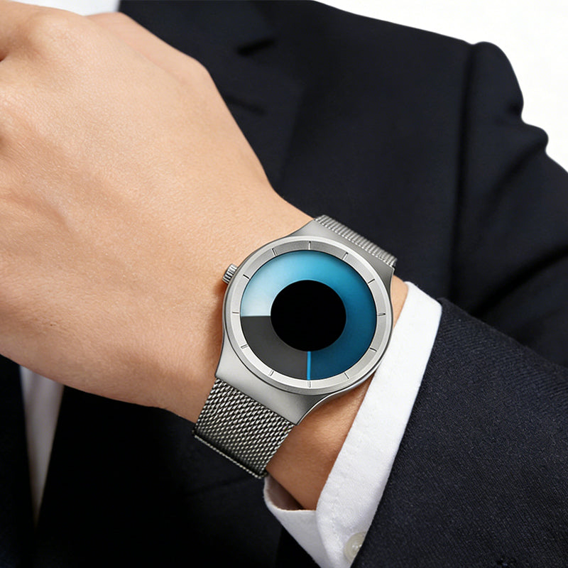 Montre quartz minimaliste imperméable sans aiguilles pour homme