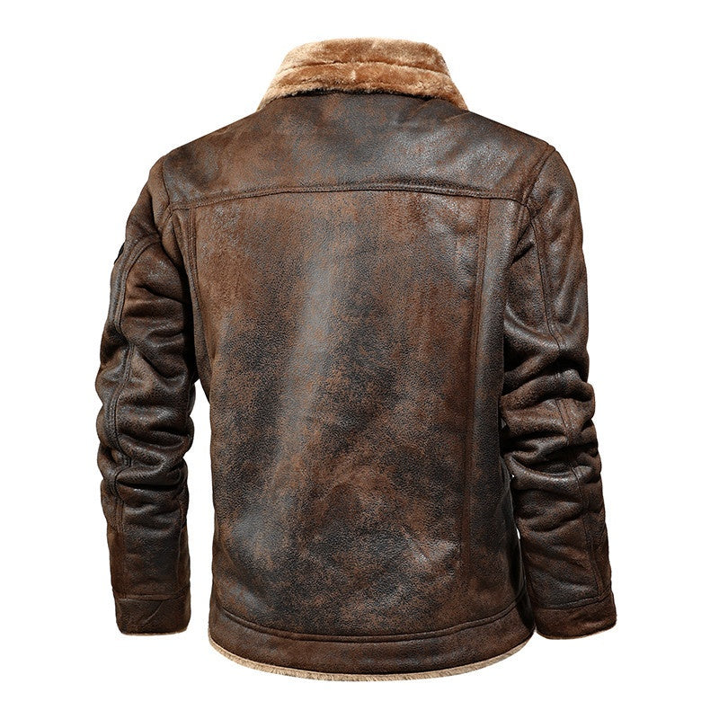 🔥Article Le Plus Vendu🔥 Veste en cuir d'extérieur doublée polaire pour homme✈️Livraison gratuite