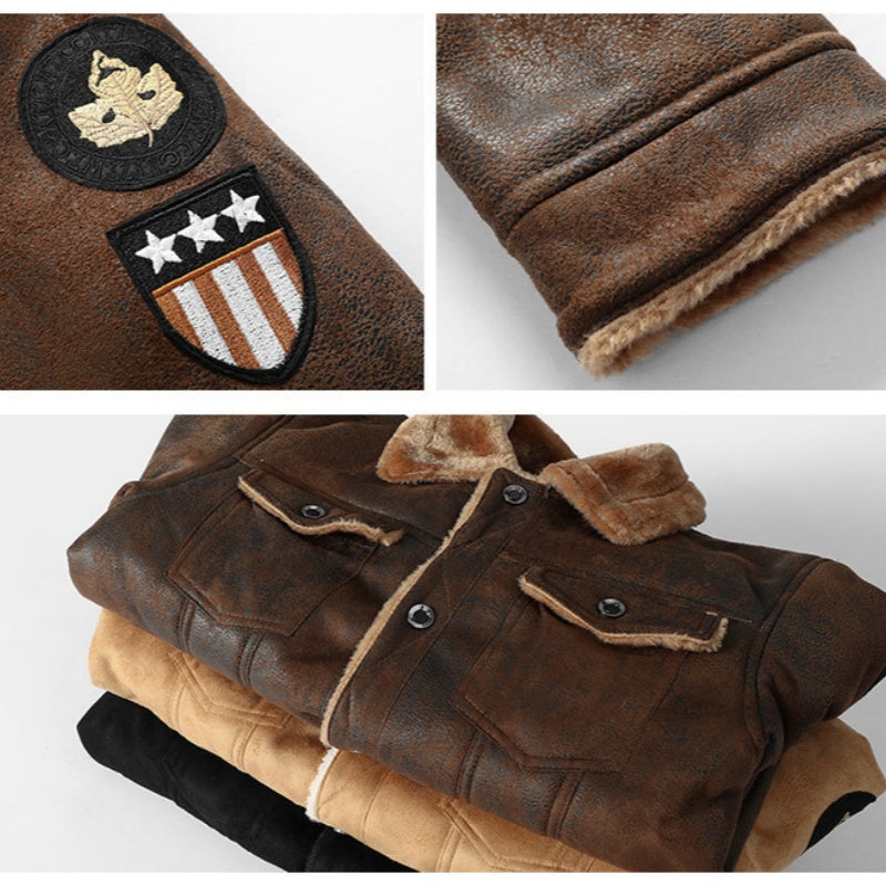 🔥Article Le Plus Vendu🔥 Veste en cuir d'extérieur doublée polaire pour homme✈️Livraison gratuite