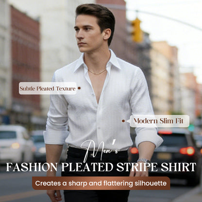 Chemise à rayures plissées pour homme