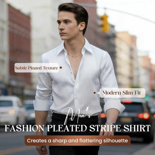 Chemise à rayures plissées pour homme