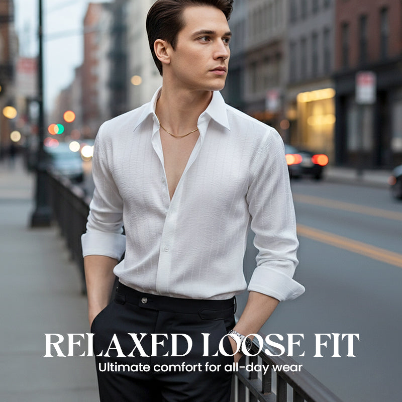 Chemise à rayures plissées pour homme