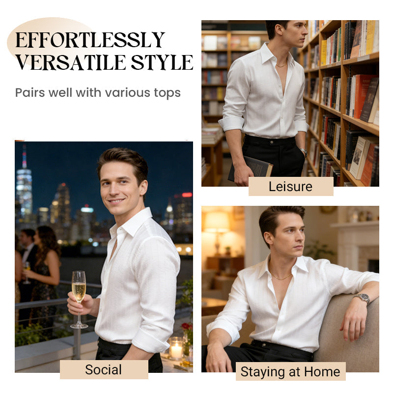 Chemise à rayures plissées pour homme