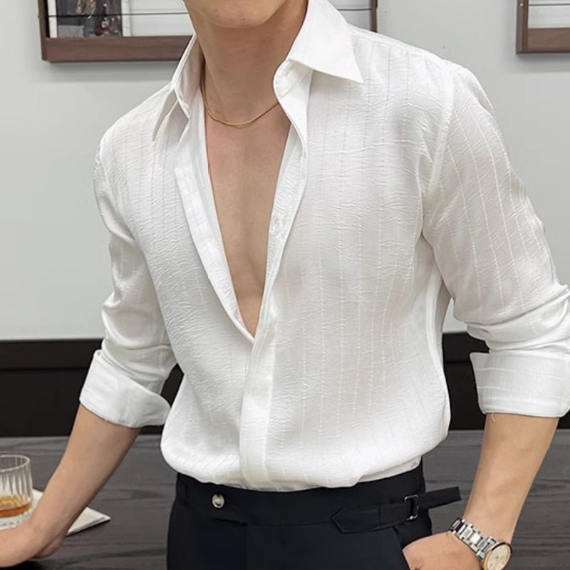 Chemise à rayures plissées pour homme