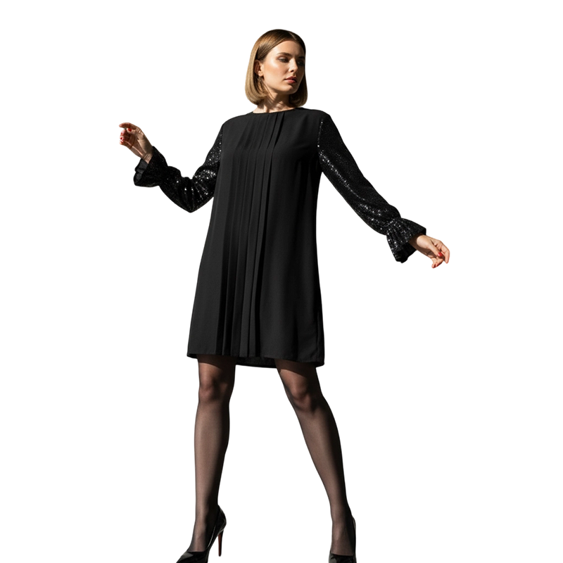 Robe à manches évasées et paillettes pour femme