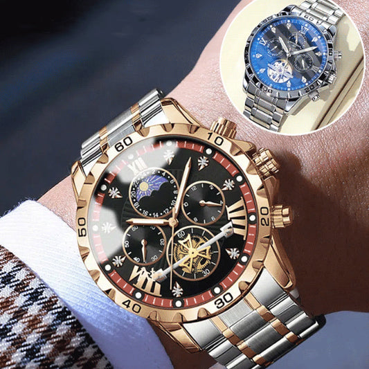 📢📢60 % de réduction !!! 🎅【🎁Le Cadeau de Noël🎁】Montre quartz lumineuse et étanche pour homme avec roue à ailettes