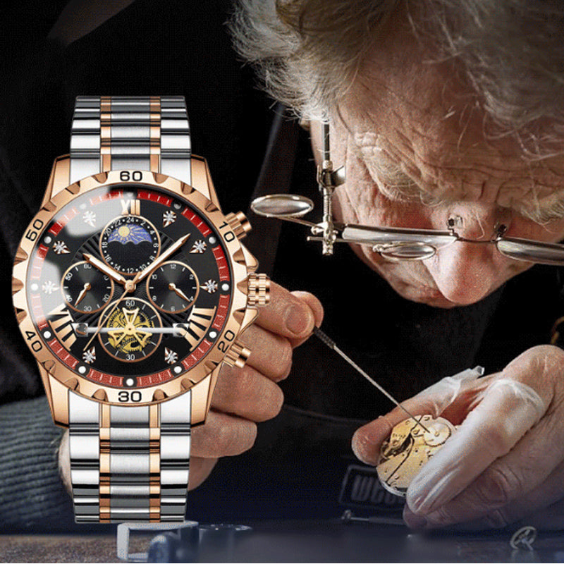 📢📢60 % de réduction !!! 🎅【🎁Le Cadeau de Noël🎁】Montre quartz lumineuse et étanche pour homme avec roue à ailettes