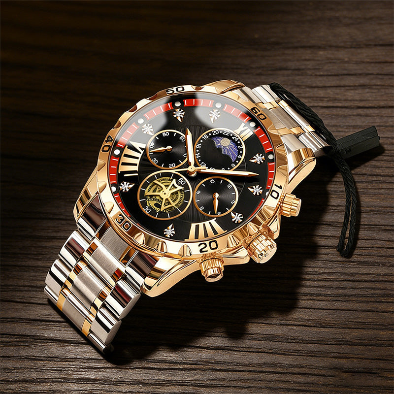 📢📢60 % de réduction !!! 🎅【🎁Le Cadeau de Noël🎁】Montre quartz lumineuse et étanche pour homme avec roue à ailettes