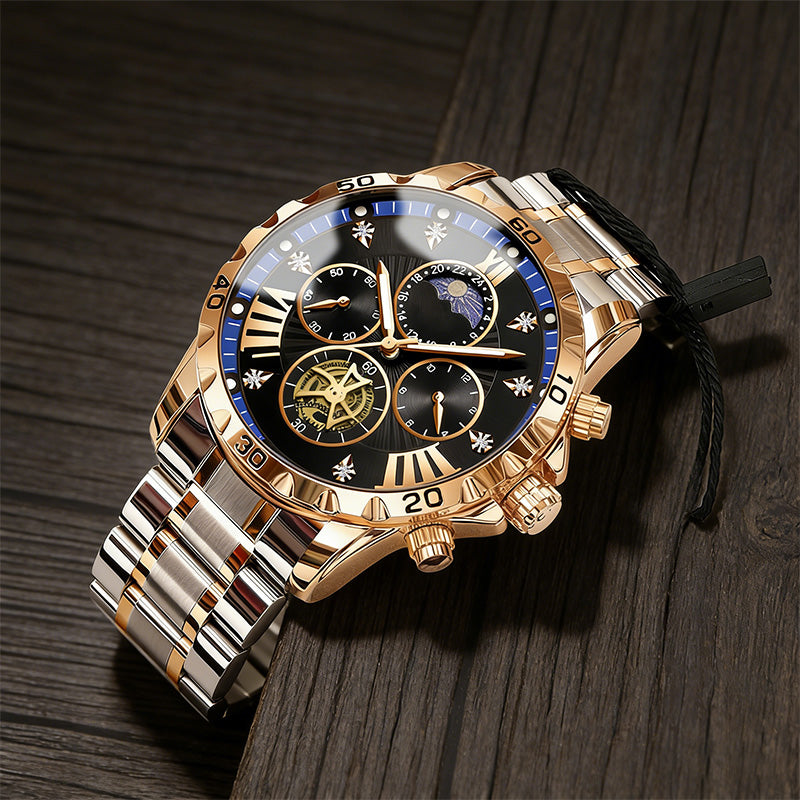 📢📢60 % de réduction !!! 🎅【🎁Le Cadeau de Noël🎁】Montre quartz lumineuse et étanche pour homme avec roue à ailettes