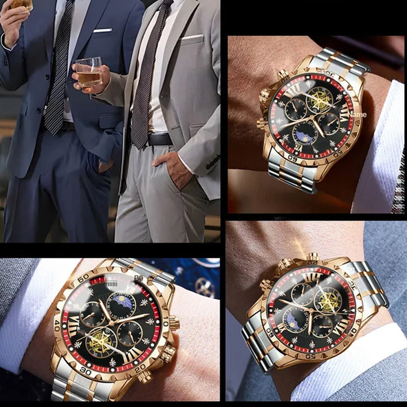 📢📢60 % de réduction !!! 🎅【🎁Le Cadeau de Noël🎁】Montre quartz lumineuse et étanche pour homme avec roue à ailettes