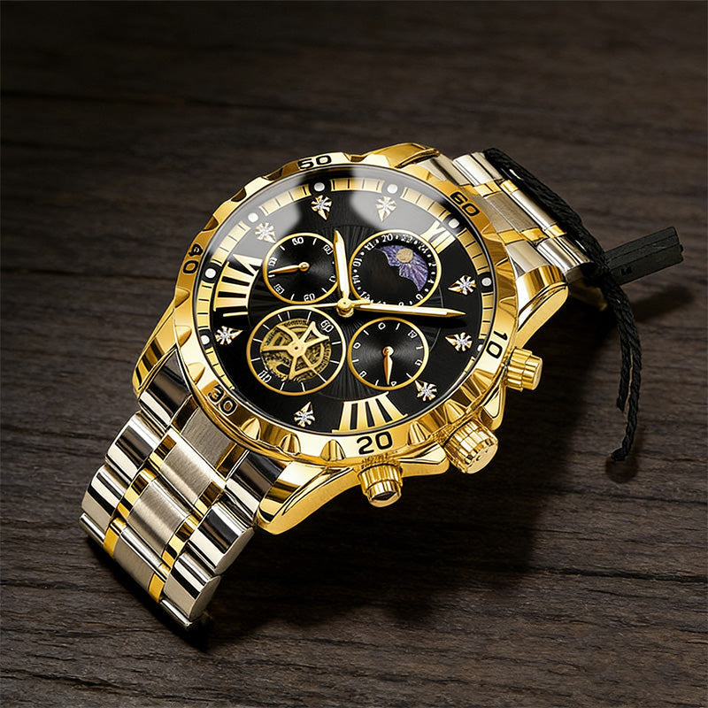 📢📢60 % de réduction !!! 🎅【🎁Le Cadeau de Noël🎁】Montre quartz lumineuse et étanche pour homme avec roue à ailettes