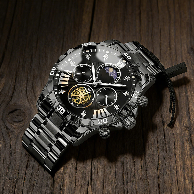 📢📢60 % de réduction !!! 🎅【🎁Le Cadeau de Noël🎁】Montre quartz lumineuse et étanche pour homme avec roue à ailettes