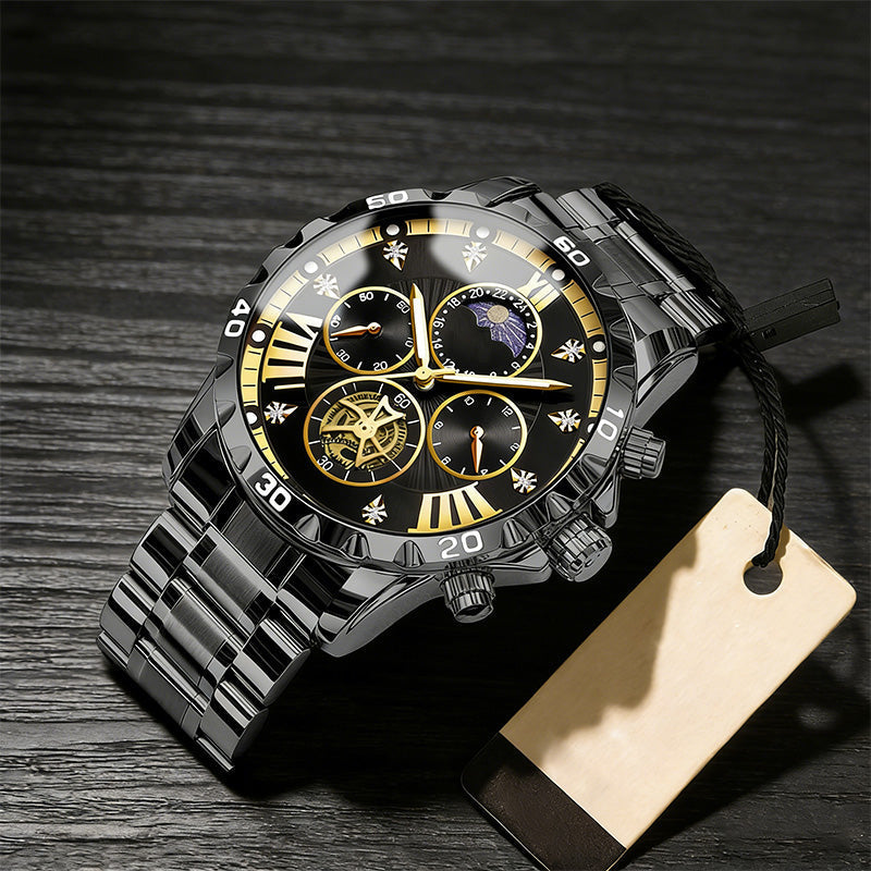 📢📢60 % de réduction !!! 🎅【🎁Le Cadeau de Noël🎁】Montre quartz lumineuse et étanche pour homme avec roue à ailettes