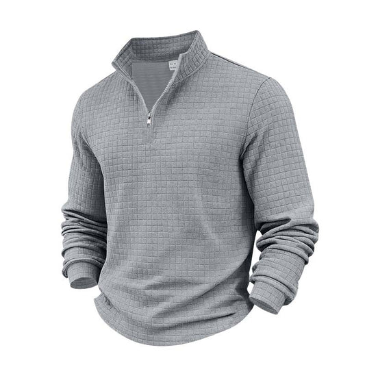 Sweat-shirt à col zippé 1/4 pour homme, en jacquard.