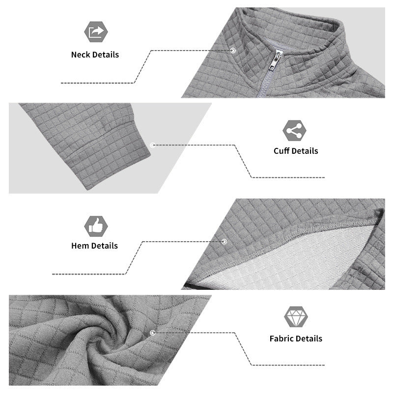 Sweat-shirt à col zippé 1/4 pour homme, en jacquard.