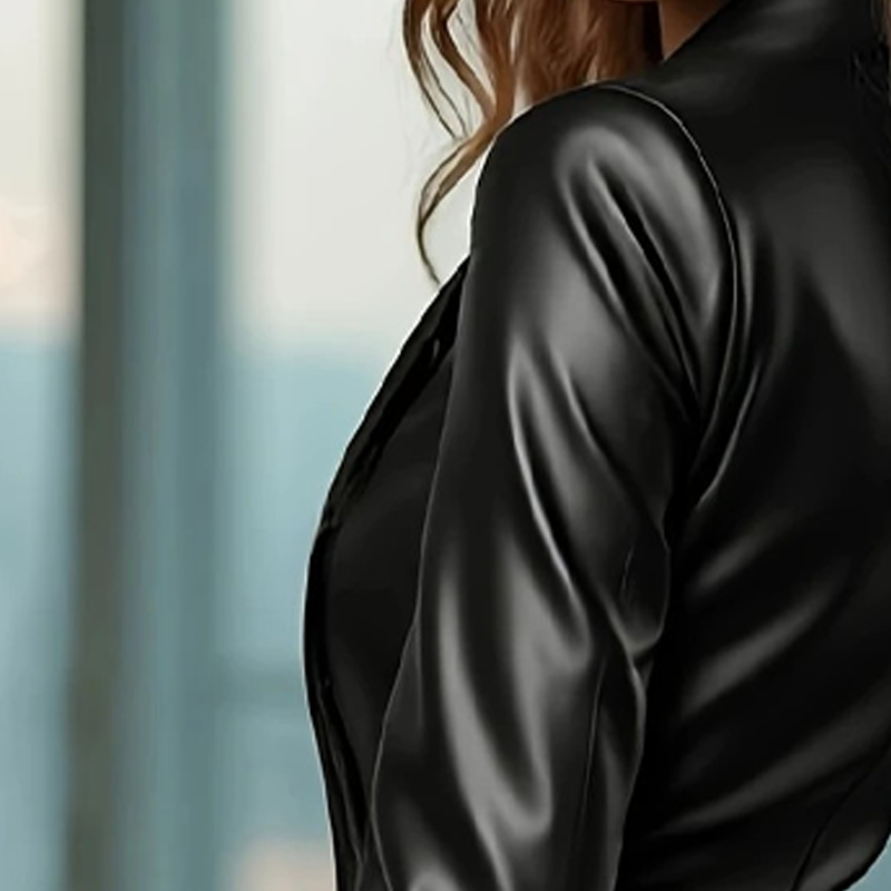 Robe midi moulante à manches longues et encolure en V pour femme