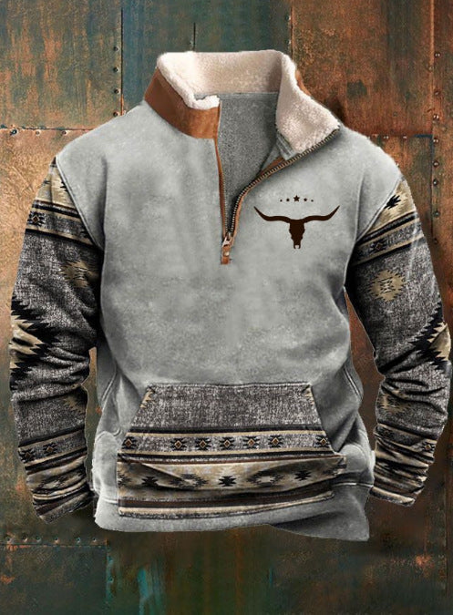 🎁 Offre spéciale Nouvel An : 49 % DE RÉDUCTION ⏳ Sweat à capuche zippé à manches longues imprimé pour homme