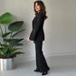 Ensemble 2 pièces élégant pour femme avec blazer à manches fendues et pantalon