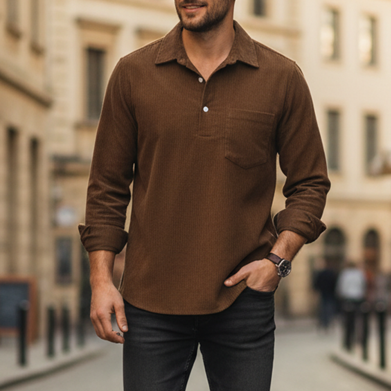 Chemise longue manche chaude décontractée pour homme