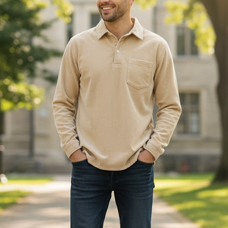 Chemise longue manche chaude décontractée pour homme