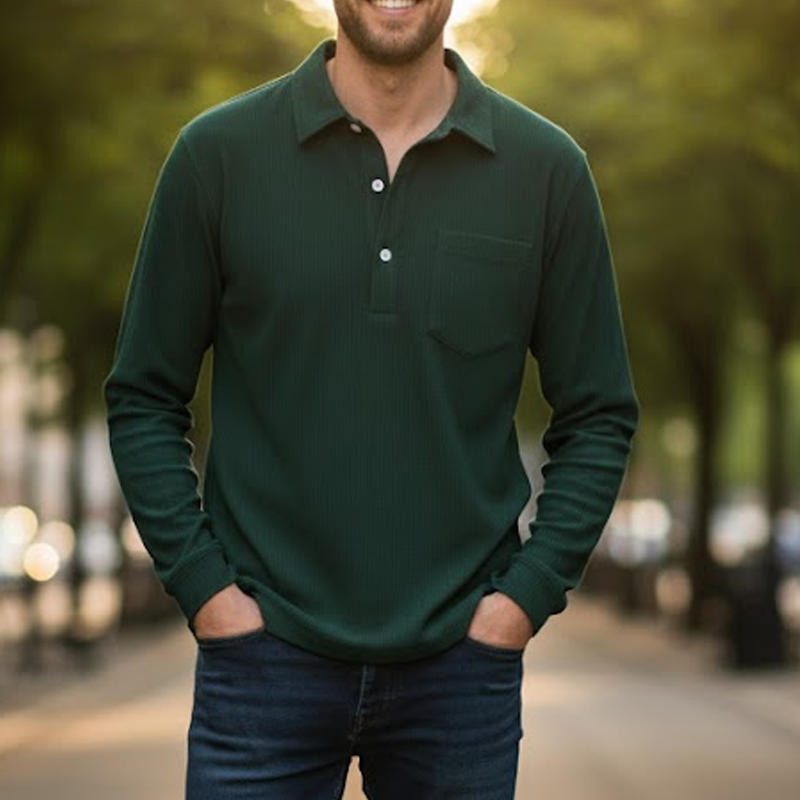 Chemise longue manche chaude décontractée pour homme