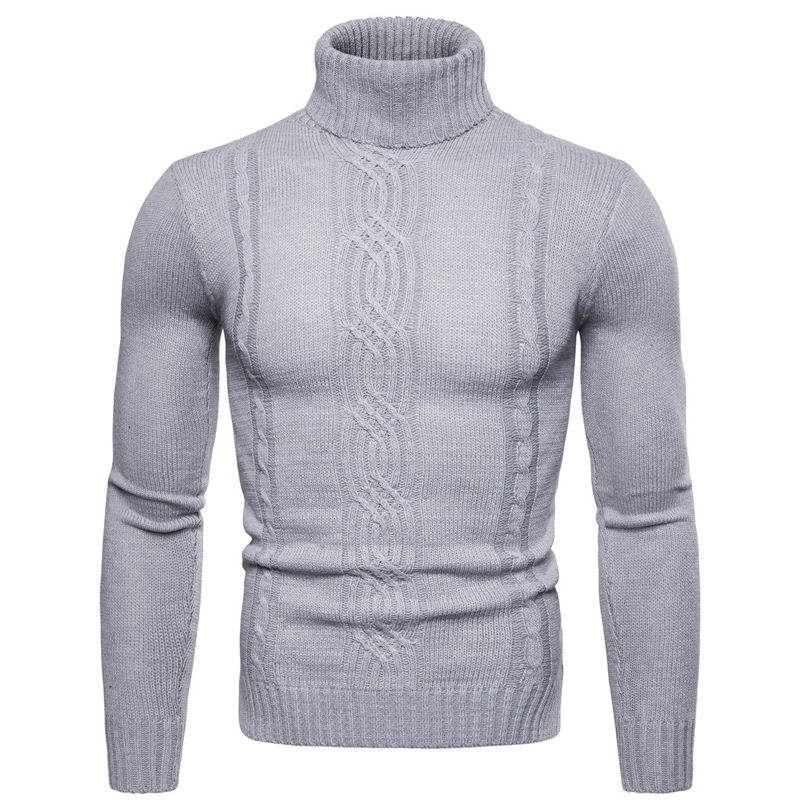 Pull à col roulé pour homme, motif torsadé et coupe ajustée