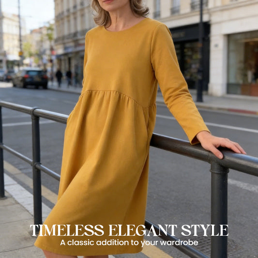 👗Robe midi ample à col rond et poches pour femme - Confort sans effort et élégance au quotidien ✨