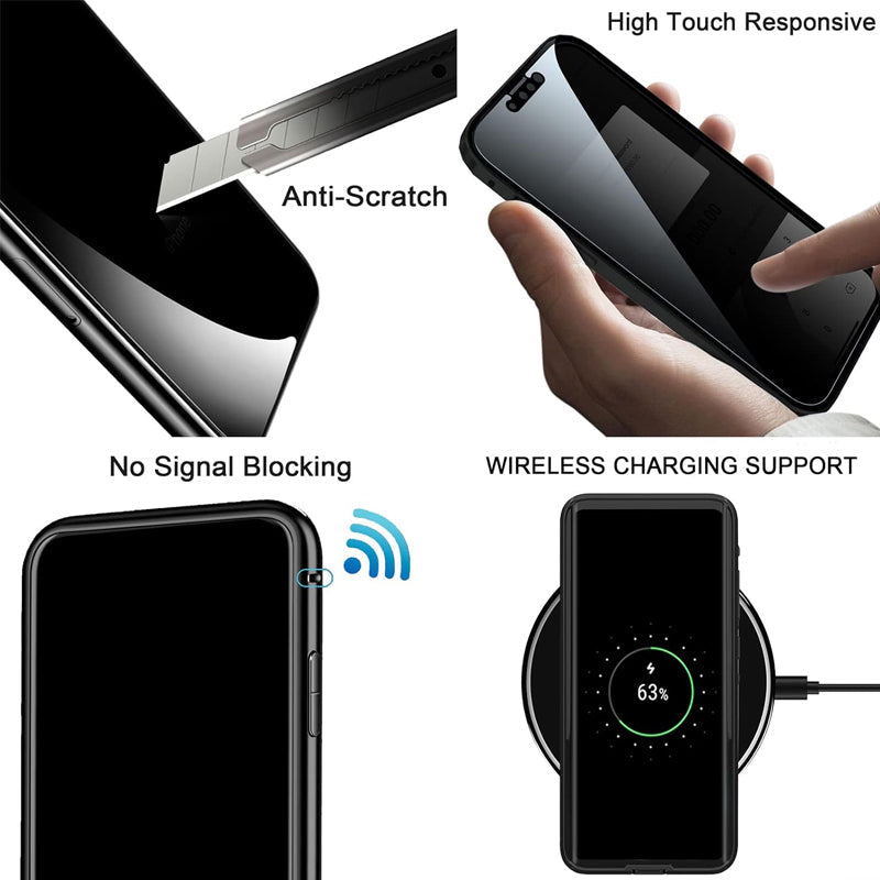 Coque de téléphone entièrement protectrice en verre trempé double face