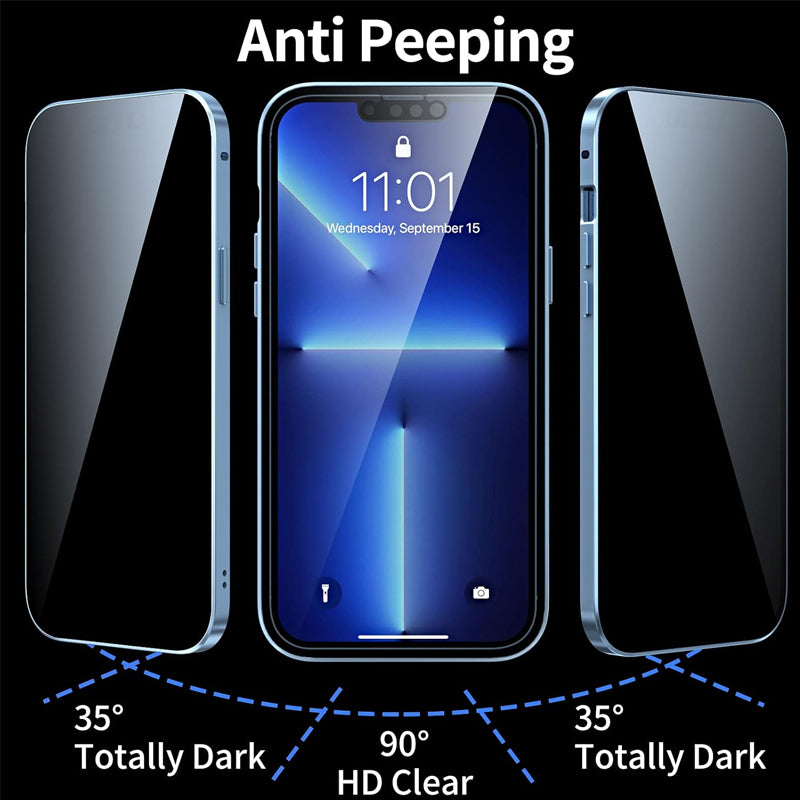 Coque de téléphone entièrement protectrice en verre trempé double face