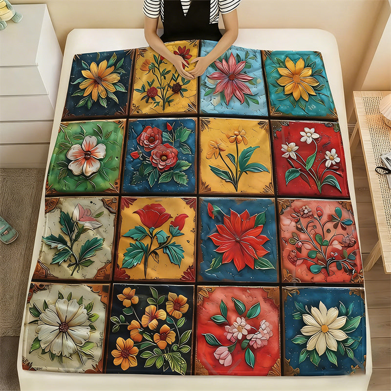 Couverture florale douillette et douce