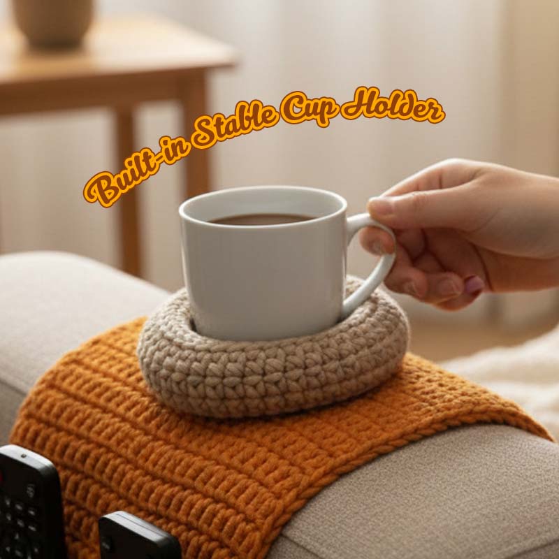 🐶 60% de réduction! 🛋️ Organisateur de Fauteuil en Forme de Chien – Multi-poches, Porte-gobelet Anti-débordement & Crocheté à la Main ✨