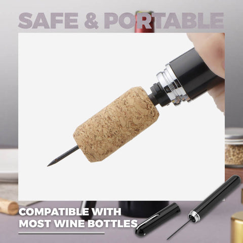 🍷 50% de réduction! ✨ Tire-bouchon à Pression d'Air – Ouvre en 3 Secondes, Design Stylo & Bouchon Inclus 🎁