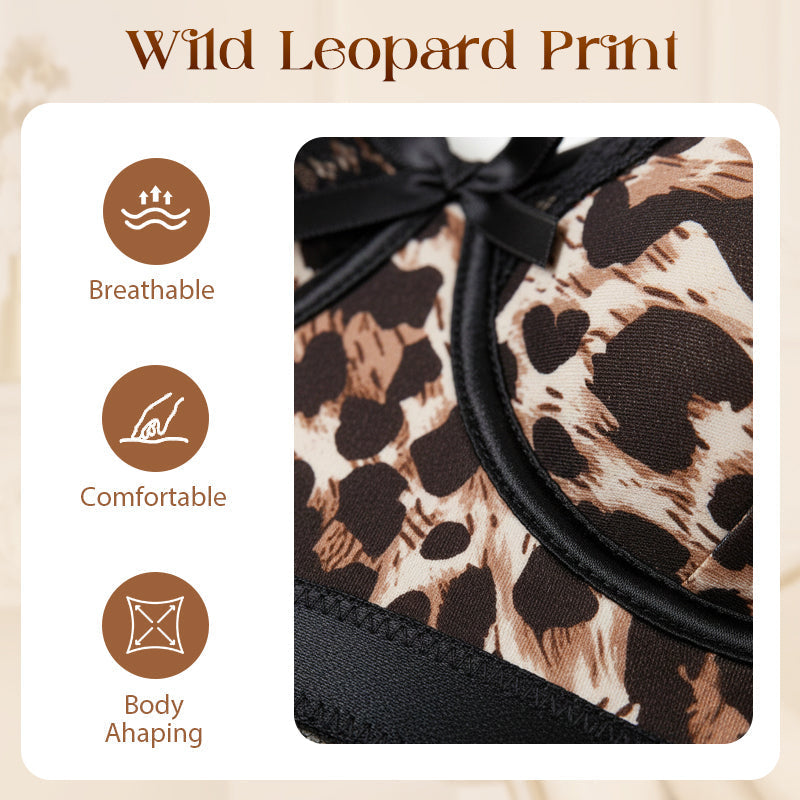 Ensemble de lingerie à imprimé léopard et bordures en dentelle