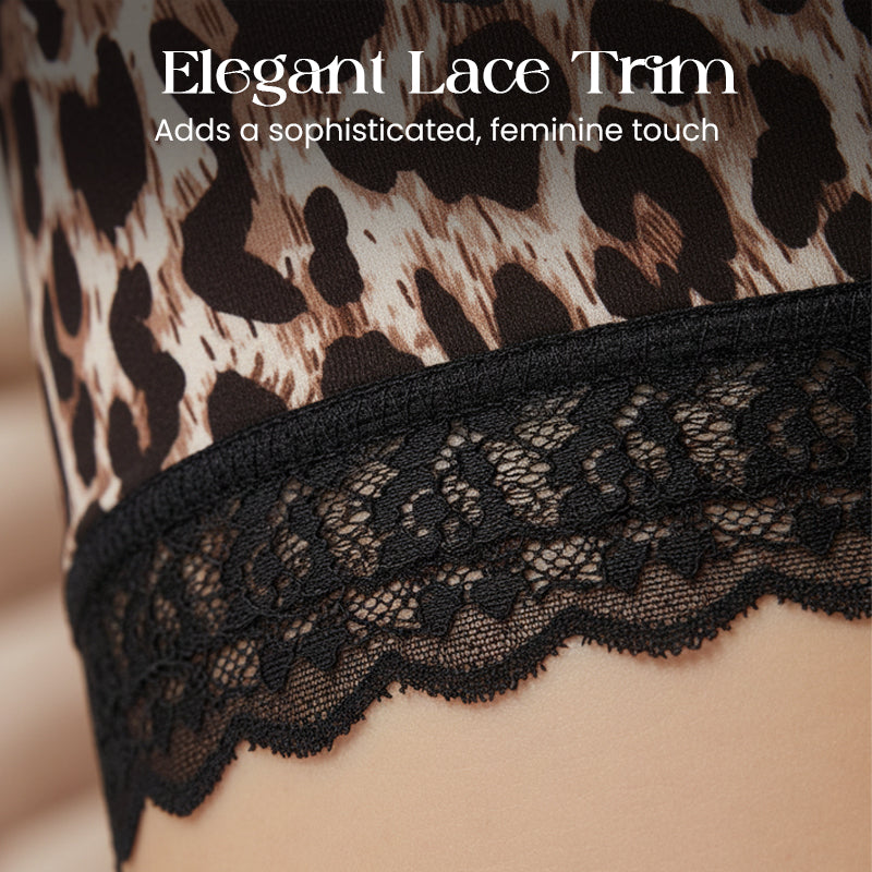 Ensemble de lingerie à imprimé léopard et bordures en dentelle