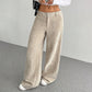 Pantalon décontracté à taille haute et coupe ample pour femme