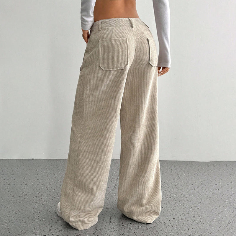 Pantalon décontracté à taille haute et coupe ample pour femme