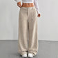 Pantalon décontracté à taille haute et coupe ample pour femme